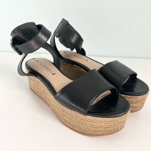 Via Spiga Black Leather Platform Sandals